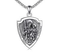 NTALJC Phoenix/Viking Owl/Viking Raven/St Christopher Collier Silver Medal Collier pour hommes Femmes Family Amis