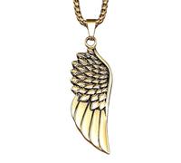 NTALJC Punk Hiphop Angel Wing Collier pour femmes hommes, colliers d'aile plaqués - Collier d'anges nordiques celtiques, colliers d'ange pour hommes Saint-Valentin S