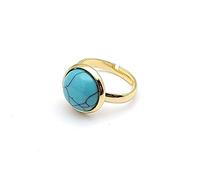 NTALJC Ring Turquoise Blue Natural Crystal Round Couleur Rogue Ajustement Ajustement des femmes en pierre ouverte Femmes Reiki Balance Anne