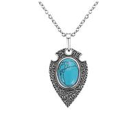 NTALJC S Collier argenté Pendant grand ovale 10 * 14 mm Natural Turquoise Style Collier Pendant Party
