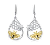 NTALJC Silver Butterfly Dragonfly Bumble Bee Bat Cat Bunny Axolotl Highland Cow Frog Sloth Snake Dragon Dinosaur Dangle Dangly Drop Charm Earrings Insect Jewellery Gifts for Women