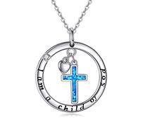 NTALJC Silver Cross Pendant Necklace Christian Jewellery Brithday Gifts for Women Girls