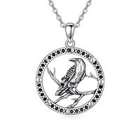 NTALJC Silver Owl Elephant Highland Cow Raven Wolf Hamsa Arrowhead Prendant Colliers Viking Bijoux vintage Cadeaux pour hommes femmes
