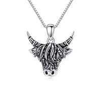 NTALJC Silver Owl Elephant Highland Cow Raven Wolf Hamsa Arrowhead Prendant Colliers Viking Bijoux vintage Cadeaux pour hommes femmes