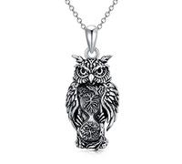 NTALJC Silver Owl Elephant Highland Cow Raven Wolf Hamsa Arrowhead Prendant Colliers Viking Bijoux vintage Cadeaux pour hommes femmes