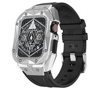 NTALJC Solite en silicone STRAP SECTRÉ ACTIVE en acier inoxydable , pour 9/8/7/6/5/4 / SE Série 45 mm 44 mm Remplacez les accessoires de bracelet de couverture de montre de montre de montre