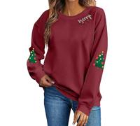 NTALJC Sweatshirt for Funny Light Up Tree Graphic Sweatshirt Long Sleeve Xmas Tops Oversized Pullovers Xmas Party Outfits Holiday Sweater Cozy Festive Wear