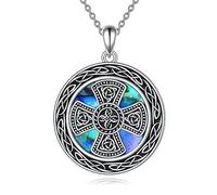 NTALJC Triple Moon Celtic Lotus pour femmes Sterling Silver Celtic Knot Heart Pendant Aground Shell Cross Christmas Birthday Gifts For Girls For Girls