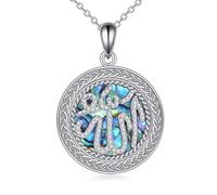 NTALJC Triple Moon Celtic Lotus pour femmes Sterling Silver Celtic Knot Heart Pendant Aground Shell Cross Christmas Birthday Gifts For Girls For Girls