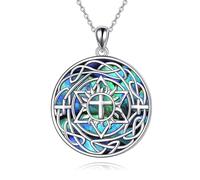 NTALJC Triple Moon Celtic Lotus pour femmes Sterling Silver Celtic Knot Heart Pendant Aground Shell Cross Christmas Birthday Gifts For Girls For Girls