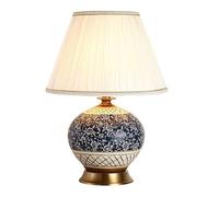 NTALJC Vintage Bedside Lamp Chinese Ceramic Table Lamp American Classical Decorative Desk Nightstand Table Lamps For Living Room Table Lamps for Bedroom,Remote Control
