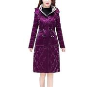 NTALJC Women's Glossy Down Cotton Jackets Hooded Winter Parkas Slim Fit Padded Long Fashion Outerwear