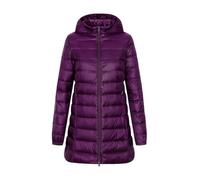 NTALJC Women's Lightweight Down Jackets Long Hooded Detachable Hat Coats Winter Warm Casual Outerwear