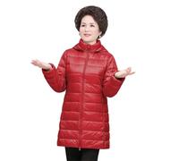 NTALJC Women's Plus Size Lightweight Down Jackets Mid Length Warm Puffer Coats Detachable Hooded Casual Outwear