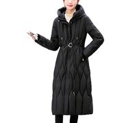 NTALJC Women's Quilted Parkas Long Hooded Jackets Thick Padded Winter Coats Lace-Up Fashion Outerwear