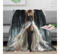 NTBSDVKDO 3D Imprimé Angel Wings Fantastique Couverture Moelleuse Microfibre Literie Dark Gothic Couverture Respirante Anti-Bouloche pour Foyers Familles Enfants 40x50inch(100x130cm)