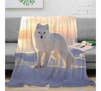 NTBSDVKDO 3D Imprimé Arctic Fox Couverture Polaire Microfibre Chaud Sauvage Animal Photo Jeté de Lit Légère pour Étudiants Locataires Jeunes Adultes 70×80inch(180x200cm)