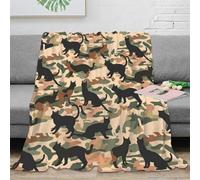 NTBSDVKDO 3D Imprimé Chat Silhouette Couverture Polaire Microfibre Literie Camouflage Motif Design Couverture Légère Lavable en Machine pour Foyers Jeunes Invités 60x80inch(150x200cm)