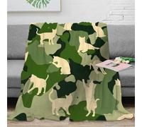 NTBSDVKDO 3D Imprimé Chat Silhouette Plaid Microfibre Infroissable Camouflage Motif Design Couverture de Lit Cadeau Mariage pour Nouveaux Couples 50x60inch(127x152cm)
