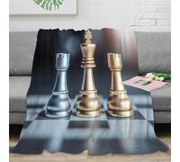 NTBSDVKDO 3D Imprimé Chess Strategy Couverture Polaire Microfibre Literie Modern Board Game Design Plaid Confortable Toutes Saisons pour Familles Couples Invités 80×90inch(200x230cm)