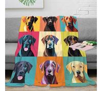 NTBSDVKDO 3D Imprimé Chien Portraits Plaid Microfibre Moelleux Chaud Colorful Pop Art Couverture de Lit Cadeau Emménagement pour Nouveaux Propriétaires Couples 40x50inch(100x130cm)