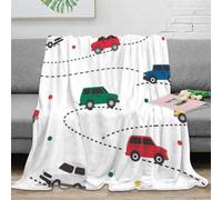 NTBSDVKDO 3D Imprimé ChildrensCarsPattern Plaid de Voyage Microfibre Compact CartoonKidsDesign Jeté de Canapé Inaltérable Toutes Saisons pour Adultes Jeunes Couples 70×80inch(180x200cm)