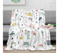 NTBSDVKDO 3D Imprimé ChildrensRoadMap Plaid de Voyage Microfibre Compact CartoonUrbanScene Couverture Anti-Bouloche pour Campeurs Voyageurs Familles 80×90inch(200x230cm)