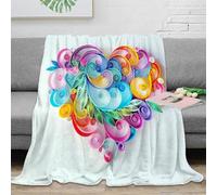 NTBSDVKDO 3D Imprimé Colorful Heart Design Plaid de Voyage Microfibre Literie Modern Paper Art Couverture de Lit Anti-Bouloche Lavable en Machine pour Locataires Foyers Familles 40x50inch(100x130cm)
