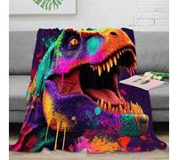 NTBSDVKDO 3D Imprimé Dinosaur Art Plaid de Voyage Microfibre Vif Pop Couverture de Lit Cadeau Pâques pour Famille Enfants Proches 60x80inch(150x200cm)