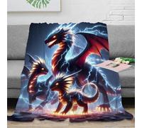 NTBSDVKDO 3D Imprimé Electric Dragon Couverture Microfibre Infroissable Literie Fantastique Mythique Creature Plaid Doux Chaud Toutes Saisons pour Adultes Foyers Invités 80×90inch(200x230cm)