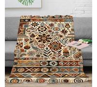 NTBSDVKDO 3D Imprimé Ethnic Floral Patterns Couverture Polaire Microfibre Respirante Bohemian Folk Art Couverture Légère Anti-Bouloche pour Adultes Couples Invités 80×90inch(200x230cm)