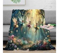 NTBSDVKDO 3D Imprimé Fairy Dancers Couverture Microfibre Inaltérable Literie Magical Forest scène Plaid Doux Respirant Toutes Saisons pour Propriétaires Locataires Familles 60x80inch(150x200cm)