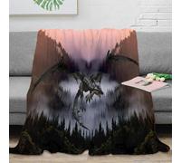 NTBSDVKDO 3D Imprimé Fantastique Dragon Plaid de Salon Microfibre Doux Mythique Creature Art Jeté de Lit Anti-Bouloche pour Colocataires Jeunes Gammers 50x60inch(127x152cm)