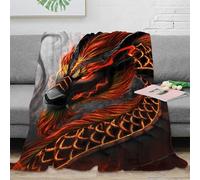 NTBSDVKDO 3D Imprimé Fire Dragon Art Couverture Polaire Microfibre Literie Fantastique Mythique Creature Couverture Légère Lavable en Machine pour Foyers Jeunes Invités 40x50inch(100x130cm)