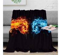 NTBSDVKDO 3D Imprimé Fire vs Ice Punch Plaid de Voyage Microfibre Compact numérique Fantastique Art Couverture Cadeau pour Aventuriers Campeurs 80×90inch(200x230cm)