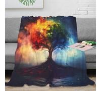 NTBSDVKDO 3D Imprimé FireTree Plaid Microfibre Chaud Literie FantasyArtStyle Couverture de Lit Cadeau Mariage pour Nouveaux Mariés 50x60inch(127x152cm)