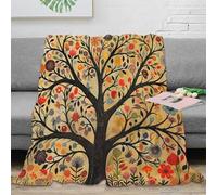 NTBSDVKDO 3D Imprimé Floral Tree Art Plaid de Voyage Microfibre Compact Vif Folk Couverture Anti-Bouloche pour Campeurs Adultes Jeunes 40x50inch(100x130cm)