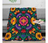 NTBSDVKDO 3D Imprimé FloralPattern Couverture Polaire Microfibre Literie UkrainianFolkArtStyle Jeté de Lit Infroissable pour Jeunes Locataires Voyageurs 50x60inch(127x152cm)