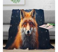NTBSDVKDO 3D Imprimé Fox in Snow Couverture Polaire Microfibre Literie Sauvage Animal Art Couverture de Lit Respirante pour Étudiants Gammers Jeunes 80×90inch(200x230cm)