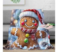 NTBSDVKDO 3D Imprimé GingerbreadMan Couverture Moelleuse Microfibre Literie ChristmasFestiveStyle Couverture de Lit Toutes Saisons Lavable en Machine pour Foyers Familles 50x60inch(127x152cm)