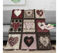 NTBSDVKDO 3D Imprimé Heart Patchwork Design Plaid de Salon Microfibre Toutes Saisons Vintage Quilt Couverture Lavable en Machine pour Jeunes Salariés Colocataires 70×80inch(180x200cm)