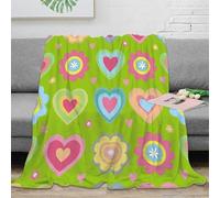 NTBSDVKDO 3D Imprimé HeartFlowerPattern Couverture Moelleuse Microfibre Chaud CartoonKidsStyle Couverture Antistatique pour Étudiants Locataires Jeunes 70×80inch(180x200cm)