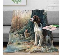 NTBSDVKDO 3D Imprimé Hunting Chien Plaid Microfibre Moelleux Chaud Realistic Wildlife Painting Couverture de Lit Cadeau Emménagement pour Nouveaux Propriétaires Couples 40x50inch(100x130cm)