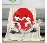 NTBSDVKDO 3D Imprimé in Action Couverture Microfibre Lavable en Machine Japanese Martial Plaid Chaud Antistatique pour Étudiants Jeunes Adultes 60x80inch(150x200cm)