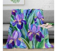 NTBSDVKDO 3D Imprimé Iris Fleurs Couverture Polaire Microfibre Chaud Abstrait Floral Couverture Anti-Bouloche Lavable en Machine pour Familles Enfants Foyers 80×90inch(200x230cm)