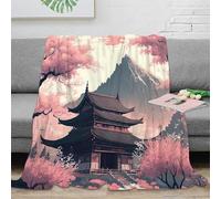 NTBSDVKDO 3D Imprimé Japanese Temple Couverture Polaire Microfibre Chaud Traditionnel Architecture Jeté de Lit Cadeau Anniversaire pour Amis Proches 60x80inch(150x200cm)