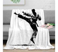 NTBSDVKDO 3D Imprimé Karate Kick Plaid de Voyage Microfibre Compact Martial Arts Action Couverture Anti-Bouloche pour Jeunes Campeurs Voyageurs 40x50inch(100x130cm)
