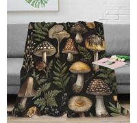 NTBSDVKDO 3D Imprimé Mushroom Illustration Jeté de Canapé Microfibre Literie Botanical Art Couverture Cadeau Anniversaire pour Collègues 70×80inch(180x200cm)