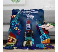 NTBSDVKDO 3D Imprimé Night Cityscape Couverture de Lit Microfibre Chaude Horror thème Urban Jeté de Canapé Cadeau Noël pour Amoureux Famille 80×90inch(200x230cm)