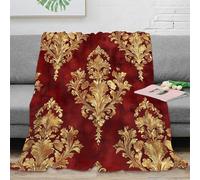 NTBSDVKDO 3D Imprimé OrnateGoldPattern Jeté de Canapé Microfibre Doux BaroqueDecorStyle Couverture de Voyage Compact pour Étudiants Campeurs Jeunes 40x50inch(100x130cm)